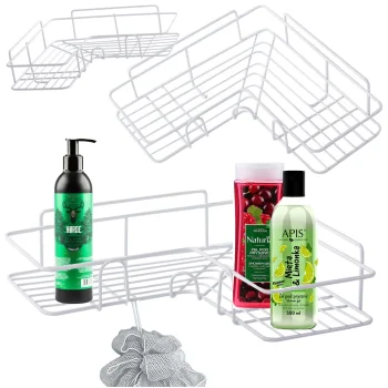 Loft Corner Bathroom Shelf, No Drilling, White