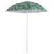 Adjustable Beach and Garden Umbrella with Tilt Function, 150 cm, Leaves Pattern
