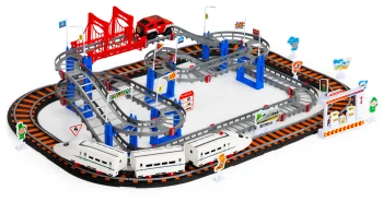 Electric Train and Car Track Set for Kids 108 Pieces