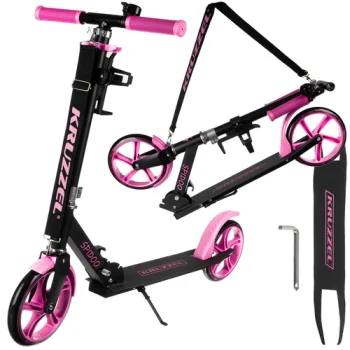 Kruzzel Spidoo 00025628 Foldable Kids City Scooter, Black/Pink
