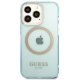 Guess Gold Outline Translucent MagSafe Case for iPhone 13 / 13 Pro - Blue