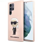 Karl Lagerfeld Samsung Galaxy S23 Ultra vāciņš Liquid Silicone Ikonik Karl, rozā