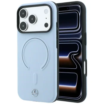 Mercedes Leather 3D MagSafe Case for iPhone 18 Pro / 17 Pro - Blue