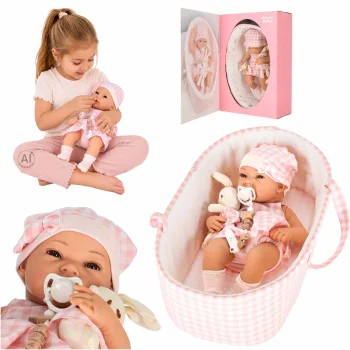 Baby Doll with Carrier and Bunny Toy, 38 cm, Pink