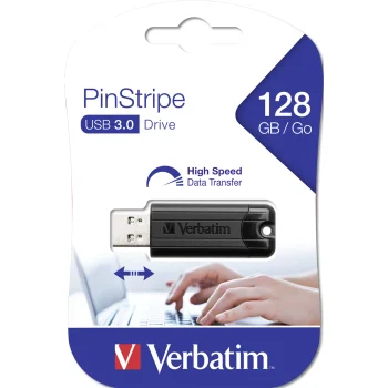 USB Flash Drive Verbatim Store n Go PinStripe 128GB USB 3.0 49319, Black