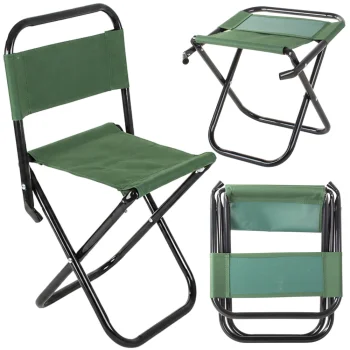 Folding Camping and Fishing Chair with Backrest, Green