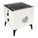 Smart Bedside Table with Fingerprint Lock and Wireless Charging, Ecru