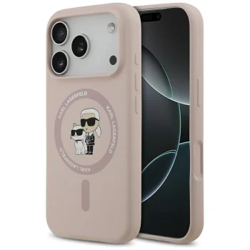 Karl Lagerfeld iPhone 17 Pro Case Silicone Karl&Choupette MagSafe, Pink
