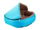 Soft pet house bed for cat or dog with removable roof, blue