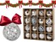 Christmas Tree Baubles, Silver, Unbreakable, 16 pcs Set, 55-65 mm