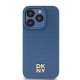 Apple iPhone 15 Pro 6.1\'\' DKNY Leather Monogram Pattern Metal Logo MagSafe Case Cover, Blue