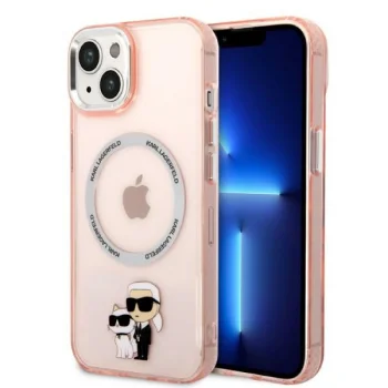 Karl Lagerfeld iPhone 14 Plus Case Iconic Karl & Choupette Pink