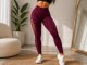 Women\'s High-Waisted Push-Up Fitness Leggings, Burgundy, L/XL
