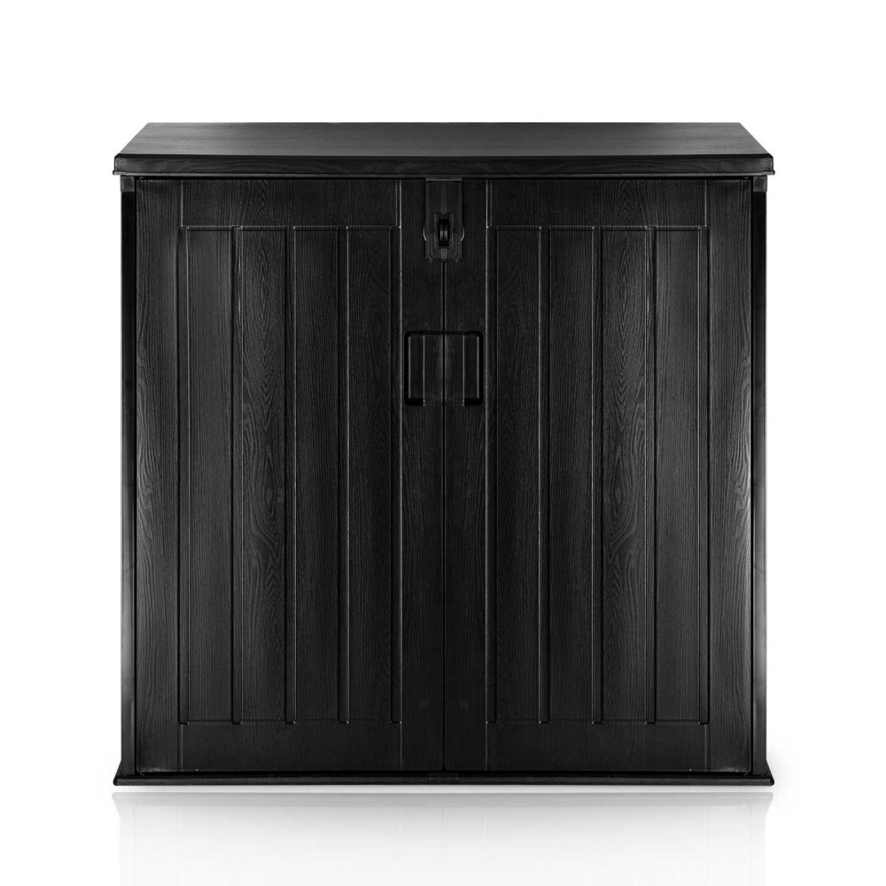 Plonos Large Deck Box 205 Gallon Outdoor Storage for Patio Cushions and Tools, black (2)