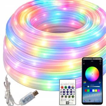Flexible RGBic Neon LED Strip 5m USB with Bluetooth App & Remote