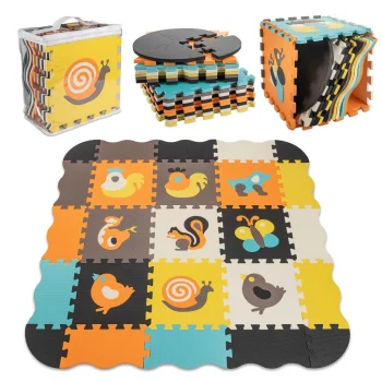 Kids Educational EVA Foam Puzzle Play Mat Animals 114x114 cm, 25 pcs