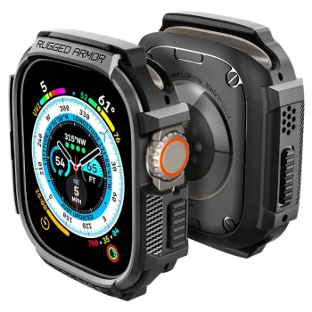 Išmaniojo laikrodžio dėklas Spigen Rugged Armor, Apple Watch Ultra (49 mm), Matte Black