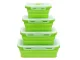 Collapsible Silicone Food Containers, Set of 4, Lunch Boxes, Green