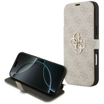 Guess Book 4G Metal Logo Folio Case for iPhone 17 Pro Max Pink