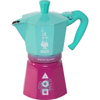 Bialetti Moka Express Squid Game 6TZ Espresso Maker, Turquoise/Pink