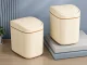 Mini Desktop Trash Can with Swing Lid, 2L, Cream