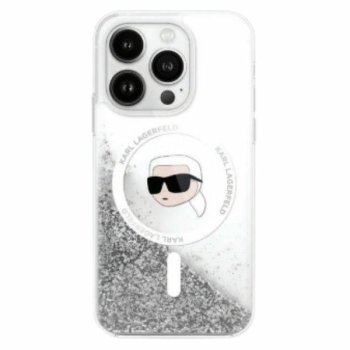 Apple iPhone 16 Pro Max 6.9'' Karl Lagerfeld Liquid Glitter Karl Head Magsafe Cover Case, Transparent
