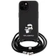 Karl Lagerfeld iPhone 15 Plus Case Crossbody Saffiano Metal Pin, Black