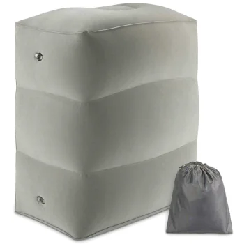 Inflatable Travel Footrest for Airplanes and Cars, Grey