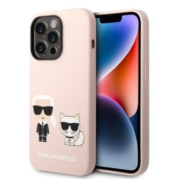 Karl Lagerfeld Silicone Karl & Choupette MagSafe vāciņš iPhone 14 Pro, gaiši rozā
