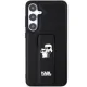 Samsung Galaxy S24 (SM-S921) Karl Lagerfeld Gripstand Saffiano Karl & Choupette Pins Cover Case, Black