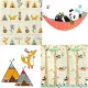 4FIZJO Foldable Baby Play Mat Pandas and Indians, 200 x 180 x 1 cm