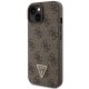 Guess iPhone 15 Plus Case Crossbody 4G Metal Logo, Brown