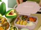 Bento Lunch Box with 3 Compartments and Utensils for Adults & Kids, Pink
