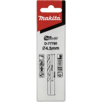 Makita Metal Drill Bit HSS-GS D-77780, 4.5 x 80 mm