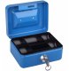 Small Metal Cash Box with Key Lock, XS, Blue