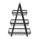 3-Tier Fruit Basket for Kitchen Counter, Metal Vegetable Stand, Black