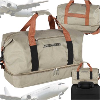 Travel Duffel Bag for Sports and Carry-On Luggage, Beige