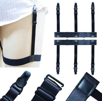 Discreet shirt stay straps with adjustable waistband, black