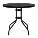 Round Patio Table 80 cm with Tempered Glass Top and Umbrella Hole MultiGarden, Black