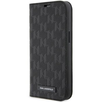 Apple iPhone 14 Pro 6.1" Karl Lagerfeld Saffiano Monogram Bookcase Cover (KLBKP14LSAKLHPK), Black