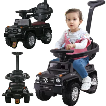 4-in-1 Kids Ride-On Car & Walker with Push Handle Silent Wheels