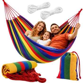Double Garden Hammock XXL with Cover, 200 x 150 cm