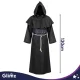 Glimz Monk Costume for Halloween with Hood, Cord and Cross, 130 cm, Black