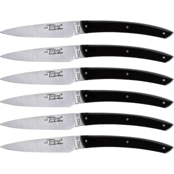 Laguiole Jean Dubost Table Knife Set 6 pcs, Acrylic Black
