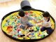 Toy Storage Basket with Play Mat, Organizer with Lid and Handles, Black