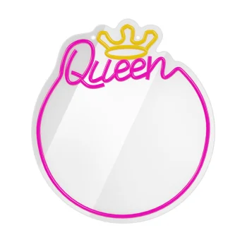 Forever Light Mirror LED Neon QUEEN, Warm White/Pink