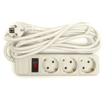 Extension Cord 3m, 3 Sockets, with Switch, White