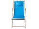 Folding Wooden Beach and Garden Deck Chair with Pillow, Blue