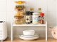 Single level metal shelf for kitchen countertop organizer loft stand