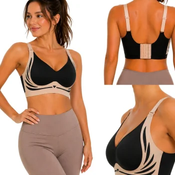 Women's Push-Up Sports Bra, Seamless, Black, Size L
